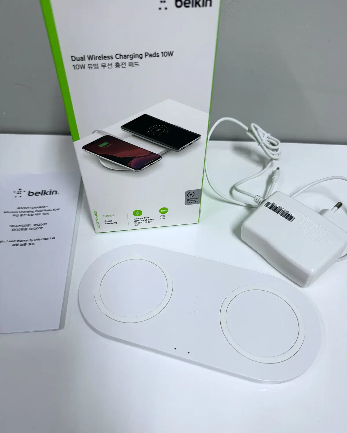 BELKIN 벨킨 밸킨 10W 듀얼 무선 충전 패드 화이트